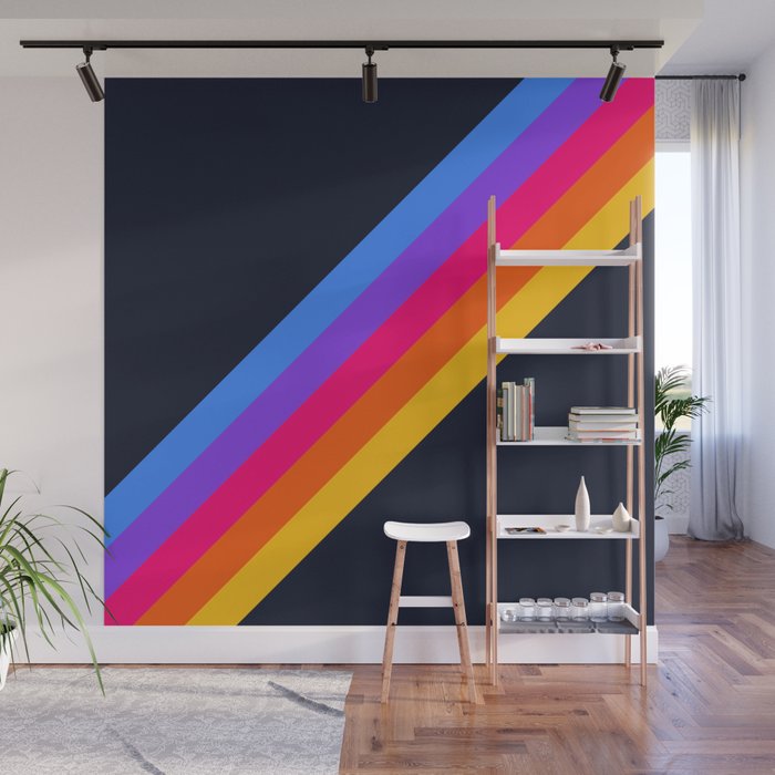 Classic Vintage 80s Style Retro Stripes - Olah Wall Mural Gallery Image 1