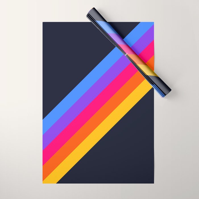 Classic Vintage 80s Style Retro Stripes - Olah Wrapping Paper Gallery Image 1