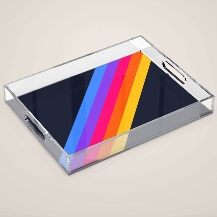 Classic Vintage 80s Style Retro Stripes - Olah Acrylic Tray Gallery Image 1