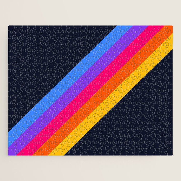 Classic Vintage 80s Style Retro Stripes - Olah Jigsaw Puzzle Gallery Image 1