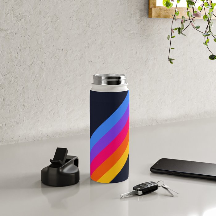 Classic Vintage 80s Style Retro Stripes - Olah Water Bottle Gallery Image 4