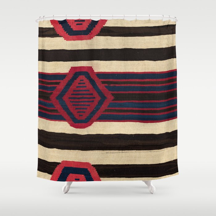 Antique Navajo Black and White Striped Shower Curtain Gallery Image 1
