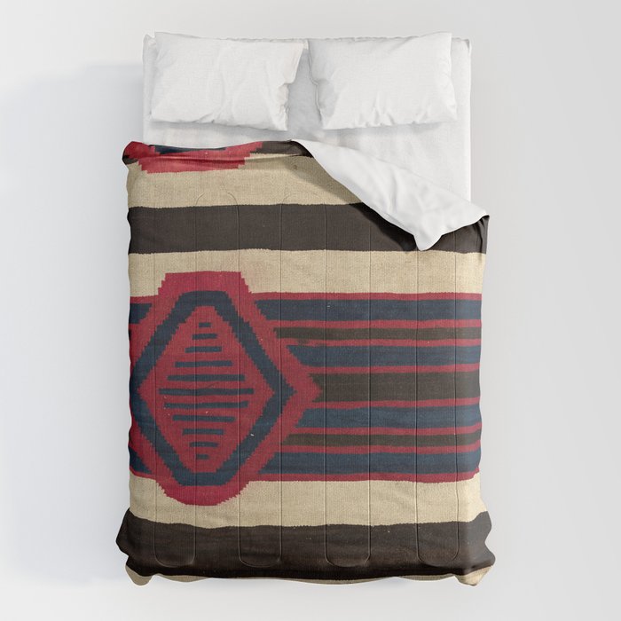 Antique Navajo Black and White Striped Comforter Gallery Image 1
