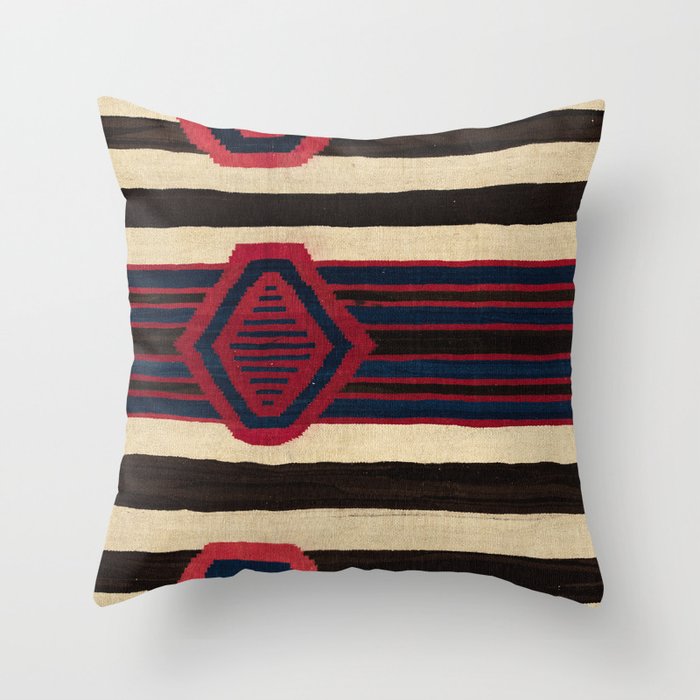 Antique Navajo Black and White Striped Throw Pillow Gallery Image 1