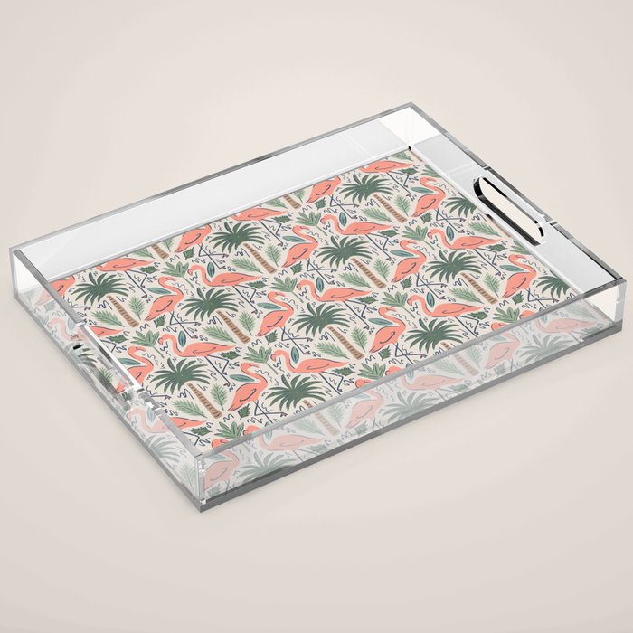 Palm Flamingos Tropical Acrylic Tray Gallery Image 1
