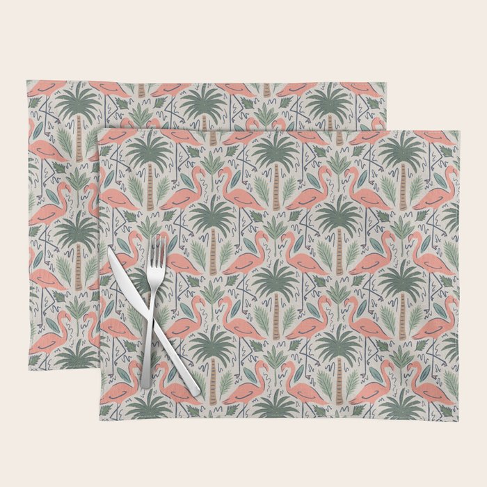 Palm Flamingos Tropical Placemat Gallery Image 1