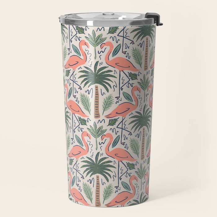 Palm Flamingos Tropical Travel Mug Gallery Image 2