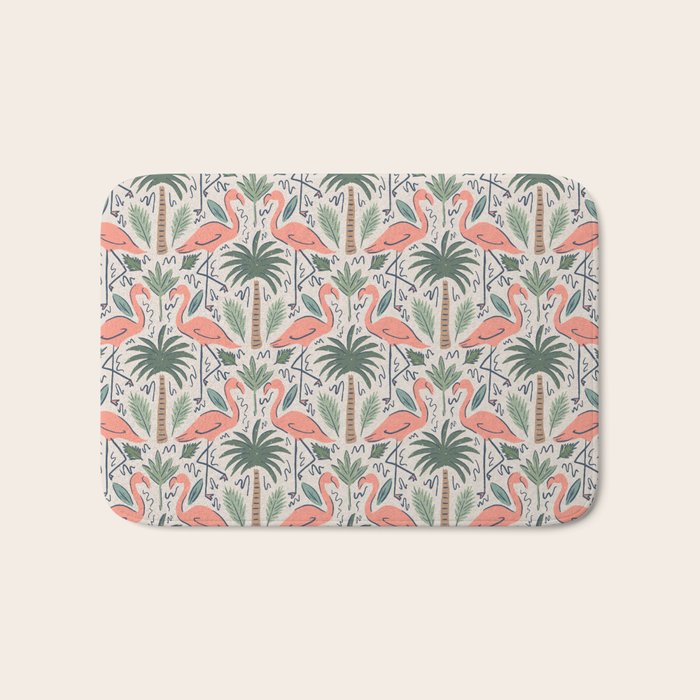 Palm Flamingos Tropical Bath Mat Gallery Image 1