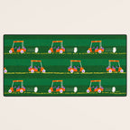 Retro Golf Cart Rides in Emerald Green & Orange Desk Mat Gallery Image 3