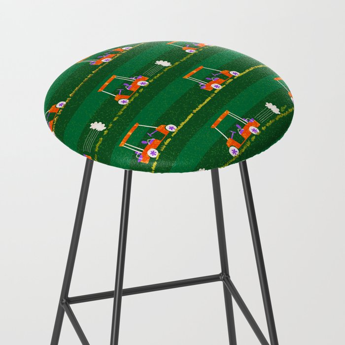 Retro Golf Cart Rides in Emerald Green & Orange Stool Gallery Image 2