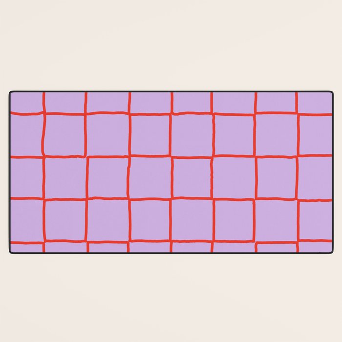 Red + Lavender Plaid Checker Desk Mat Gallery Image 3
