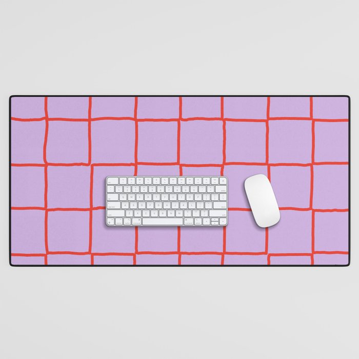 Red + Lavender Plaid Checker Desk Mat Gallery Image 1