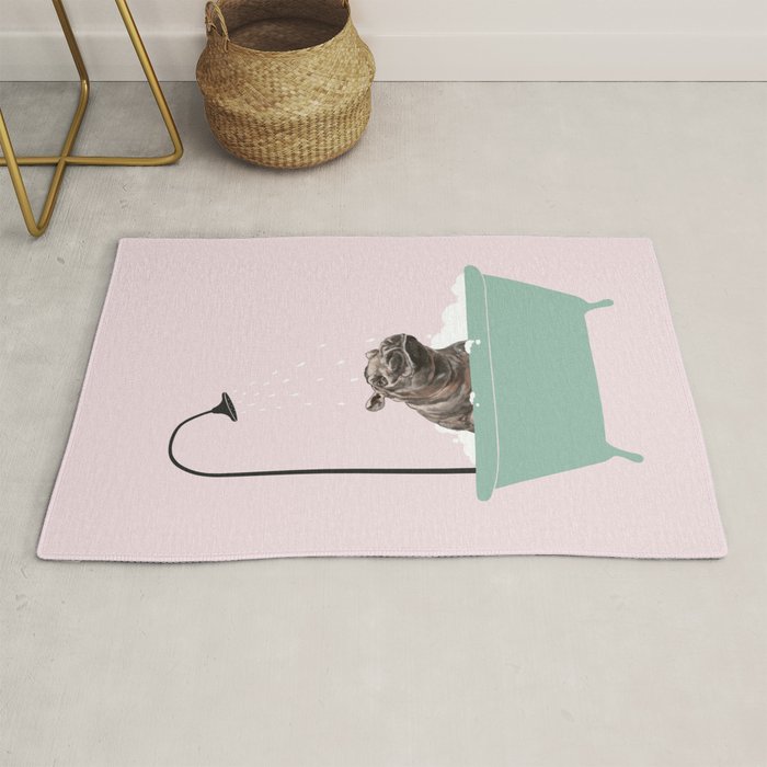 Hippo Enjoying Bubble Bath Rug Gallery Image 1