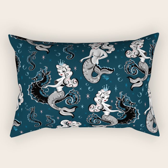 Pearla the Mermaid Riding on a Seahorse Rectangular Pillow Gallery Image 2