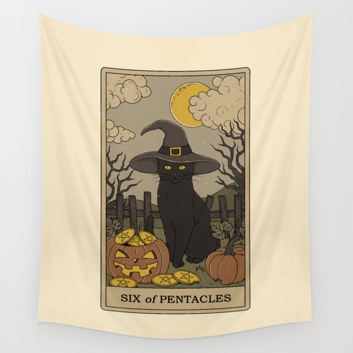Six of Pentacles Wall Tapestry Gallery Image 1