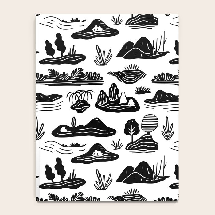 Black and white nature landscape doodle pattern Notebook Gallery Image 4