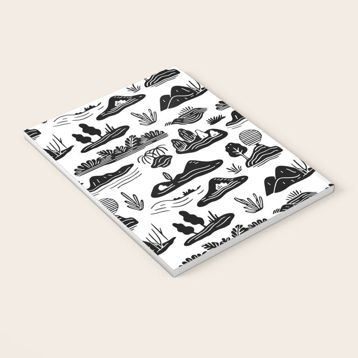 Black and white nature landscape doodle pattern Notebook Gallery Image 3