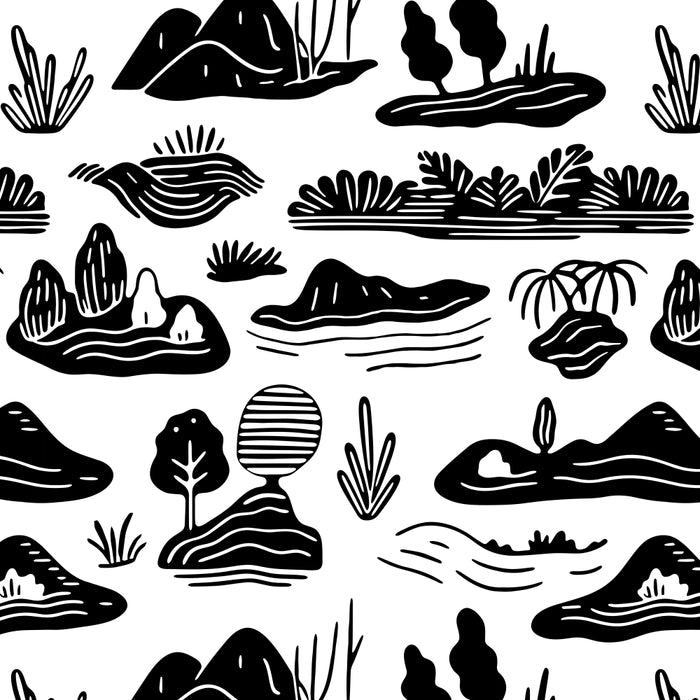Black and white nature landscape doodle pattern Coffee Mug Gallery Image 2