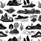 Black and white nature landscape doodle pattern Coffee Mug Gallery Image 2