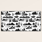 Black and white nature landscape doodle pattern Desk Mat Gallery Image 3