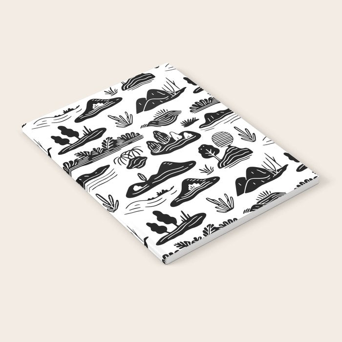 Black and white nature landscape doodle pattern Notebook Gallery Image 2