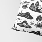 Black and white nature landscape doodle pattern Pillow Sham Gallery Image 4