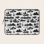 Black and white nature landscape doodle pattern Laptop Sleeve Gallery Image 1