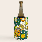 Retro 60s 70s Flowers Gingham Floral Pattern in Green Orange Yellow White Wine Chiller Gallery Image 2
