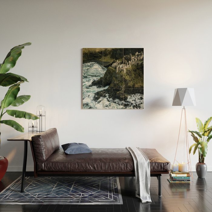 Castle Ruin by the Irish Sea Wood Wall Art Gallery Image 2