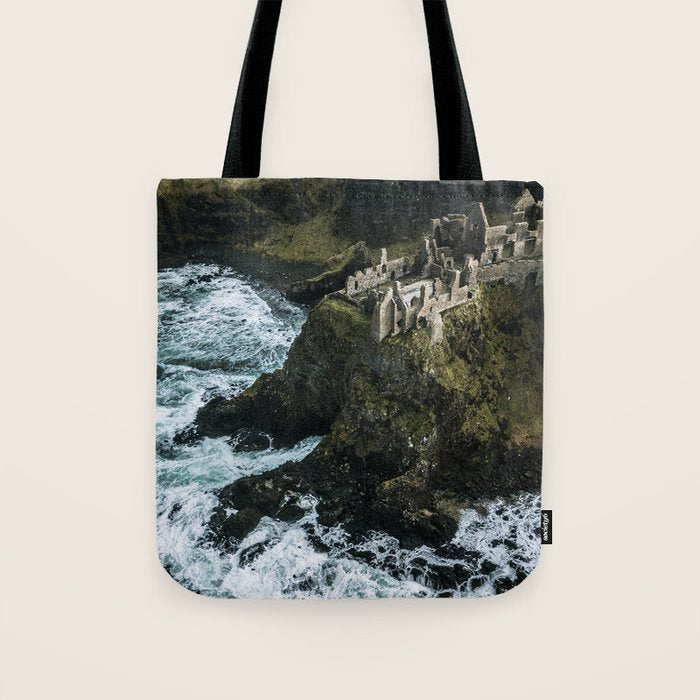 Castle Ruin by the Irish Sea Tote Bag Gallery Image 1