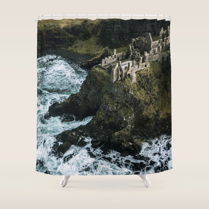 Castle Ruin by the Irish Sea Shower Curtain Gallery Image 1