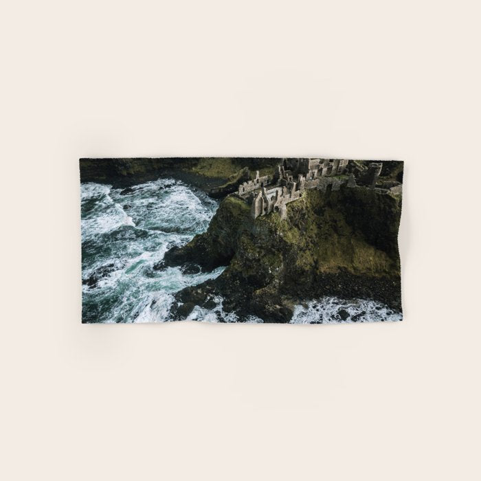Castle Ruin by the Irish Sea Bath Towel Gallery Image 1