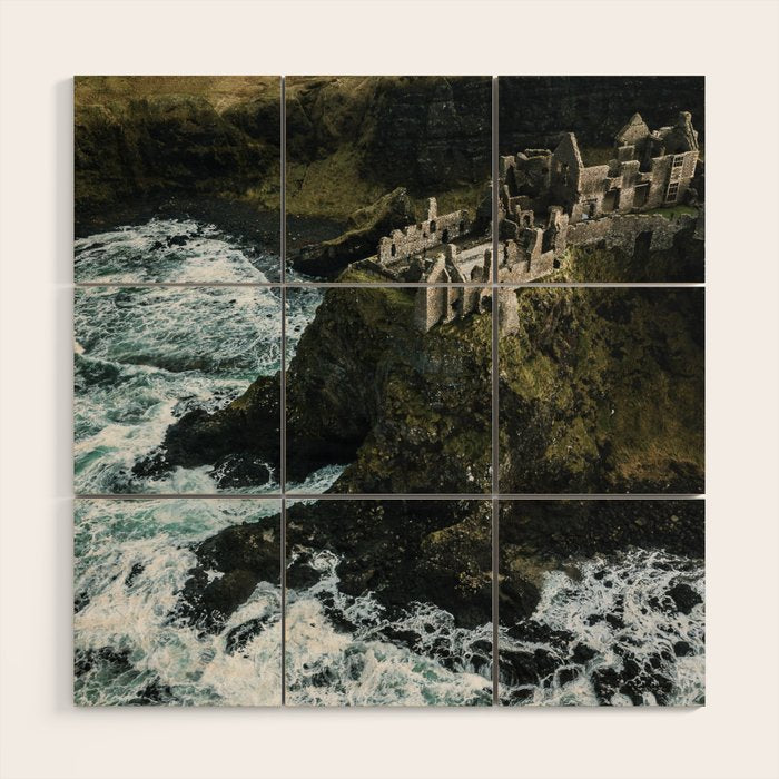 Castle Ruin by the Irish Sea Wood Wall Art Gallery Image 1