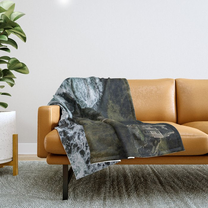 Castle Ruin by the Irish Sea Throw Blanket Gallery Image 1