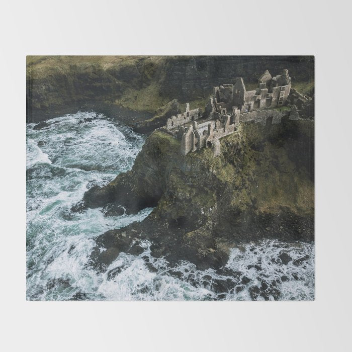 Castle Ruin by the Irish Sea Throw Blanket Gallery Image 2