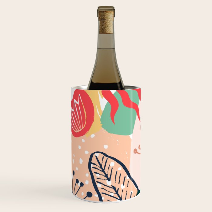 Summer Floral Prints, Abstract, Red and Green, Colourful Prints. Wine Chiller Gallery Image 2