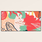 Summer Floral Prints, Abstract, Red and Green, Colourful Prints. Desk Mat Gallery Image 3