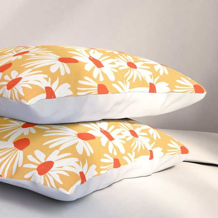 Summer Daisy: Tangerine Edition Pillow Sham Gallery Image 3