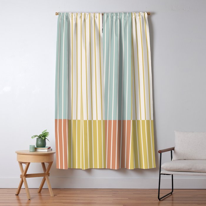 Color Block Line Abstract IX Coastal Beachy Window Curtain Gallery Image 5