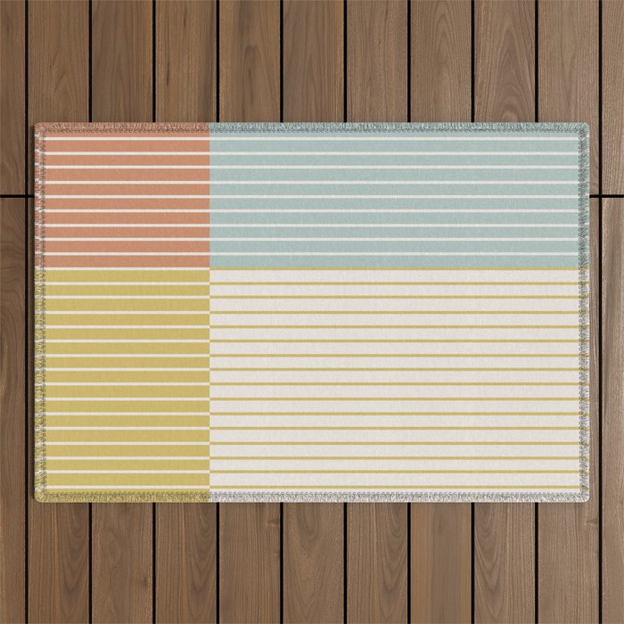 Color Block Line Abstract IX Coastal Beachy Outdoor Rug Gallery Image 1