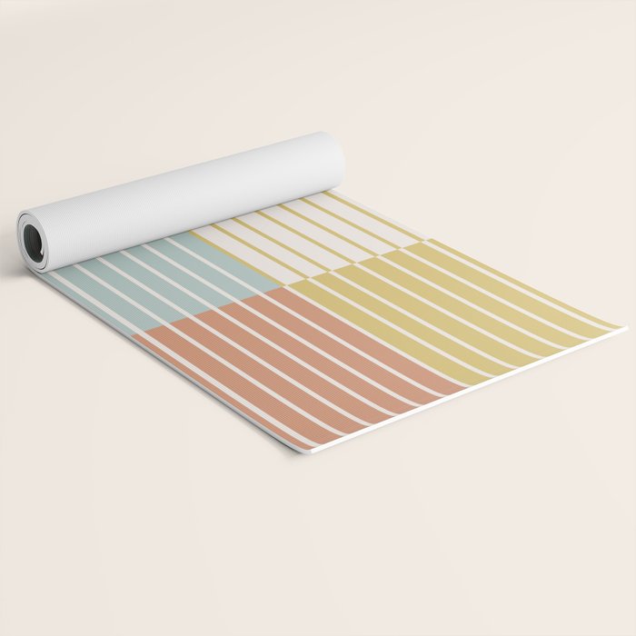 Color Block Line Abstract IX Coastal Beachy Yoga Mat Gallery Image 2
