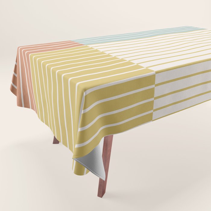 Color Block Line Abstract IX Coastal Beachy Tablecloth Gallery Image 1
