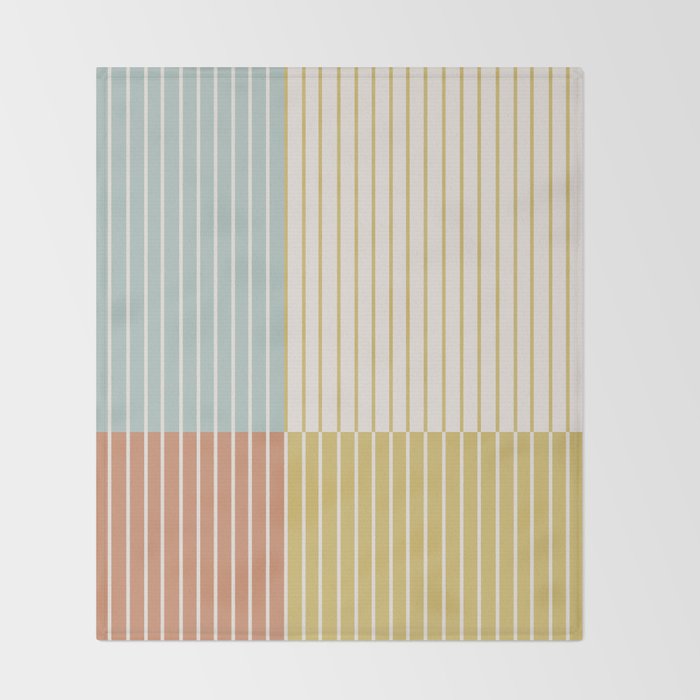 Color Block Line Abstract IX Coastal Beachy Throw Blanket Gallery Image 2