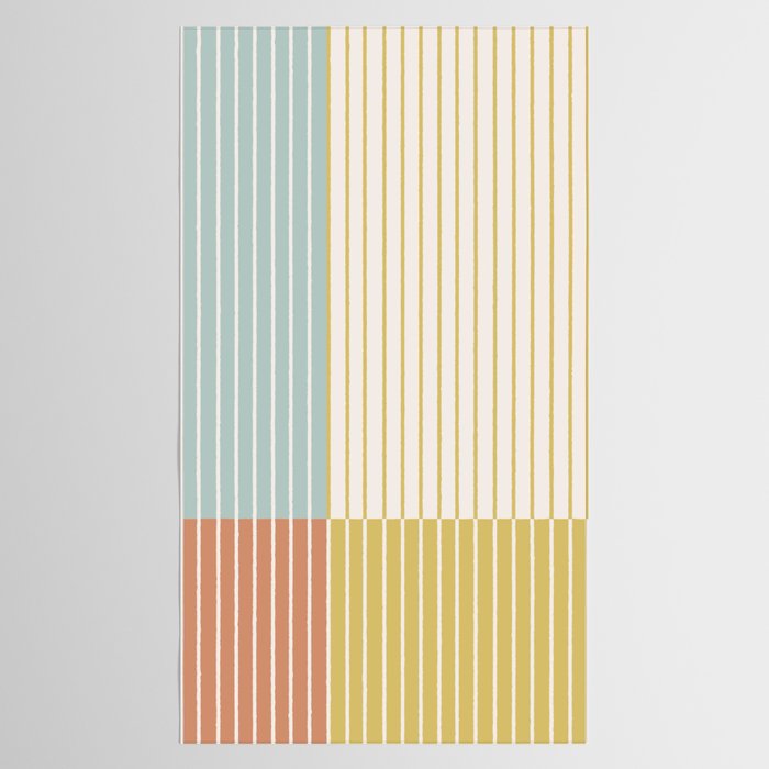 Color Block Line Abstract IX Coastal Beachy Tablecloth Gallery Image 2