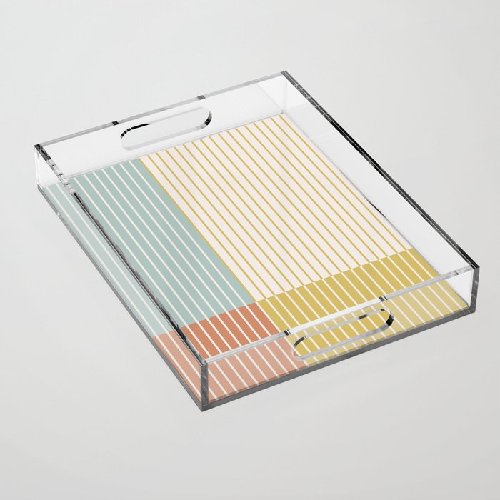Color Block Line Abstract IX Coastal Beachy Acrylic Tray Gallery Image 1