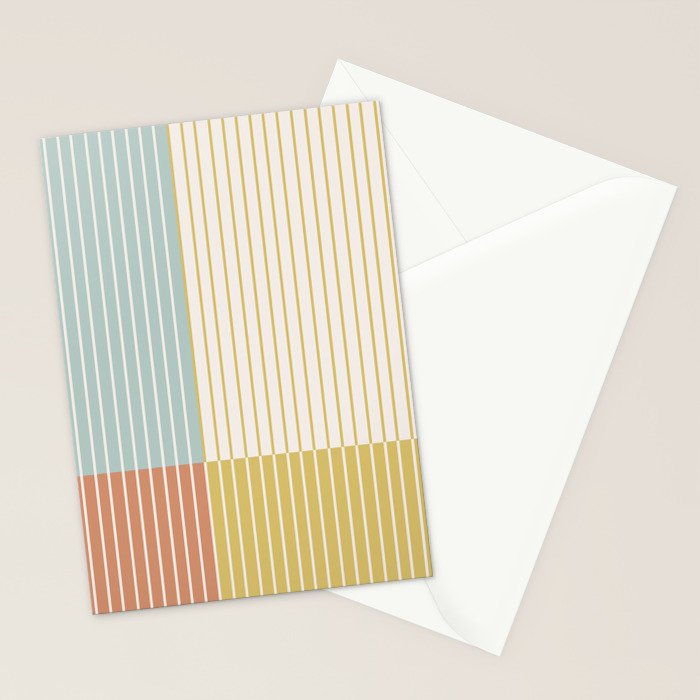 Color Block Line Abstract IX Coastal Beachy Stationery Card Gallery Image 2