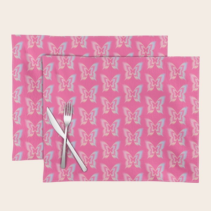 y2k pop super butterfly pink Placemat Gallery Image 1