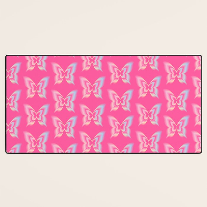 y2k pop super butterfly pink Desk Mat Gallery Image 3
