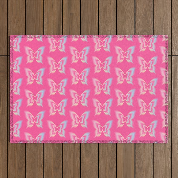 y2k pop super butterfly pink Outdoor Rug Gallery Image 1