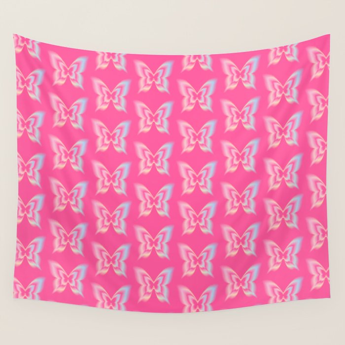y2k pop super butterfly pink Wall Tapestry Gallery Image 1